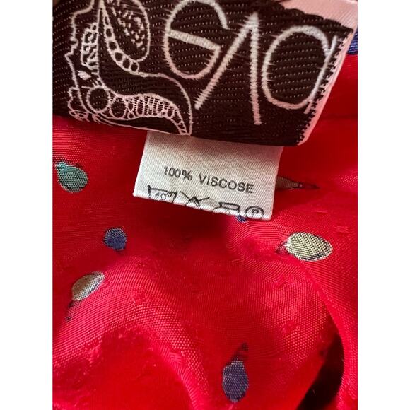 Vintage EVA Women's Pussybow Dress Retro Red Lightbulb Print sz 40 - Picture 9 of 9